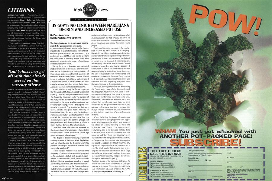 US GOV’T: NO LINK BETWEEN MARIJUANA DECRIM AND INCREASED POT USE