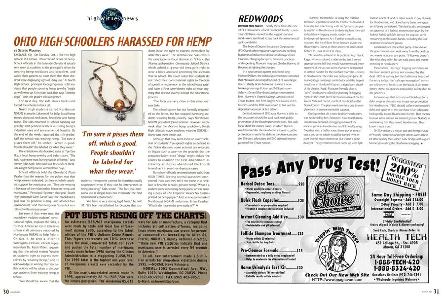 OHIO HIGH-SCHOOLERS HARASSED FOR HEMP