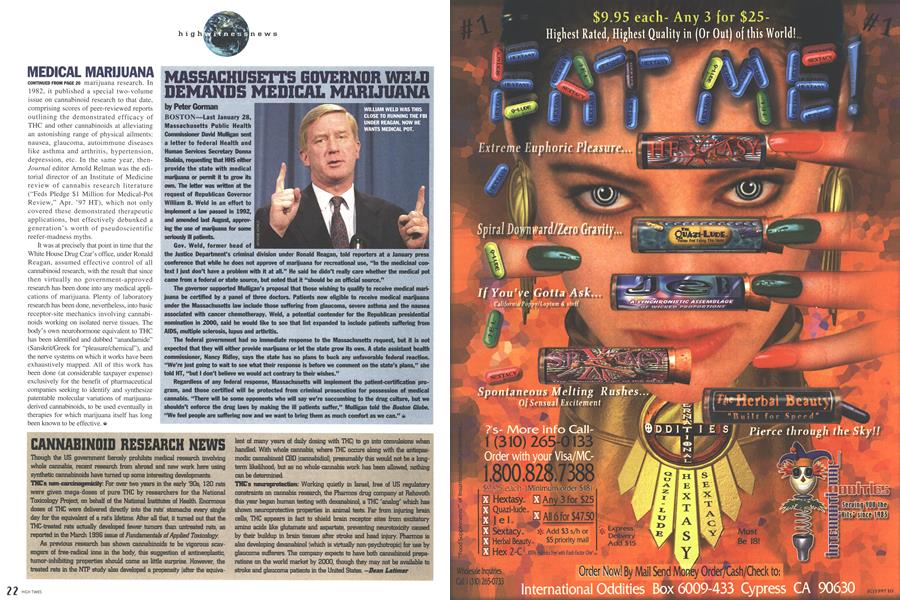MASSACHUSETTS GOVERNOR WELD DEMANDS MEDICAL MARIJUANA