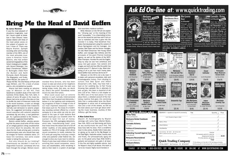 Bring Me the Head of David Geffen