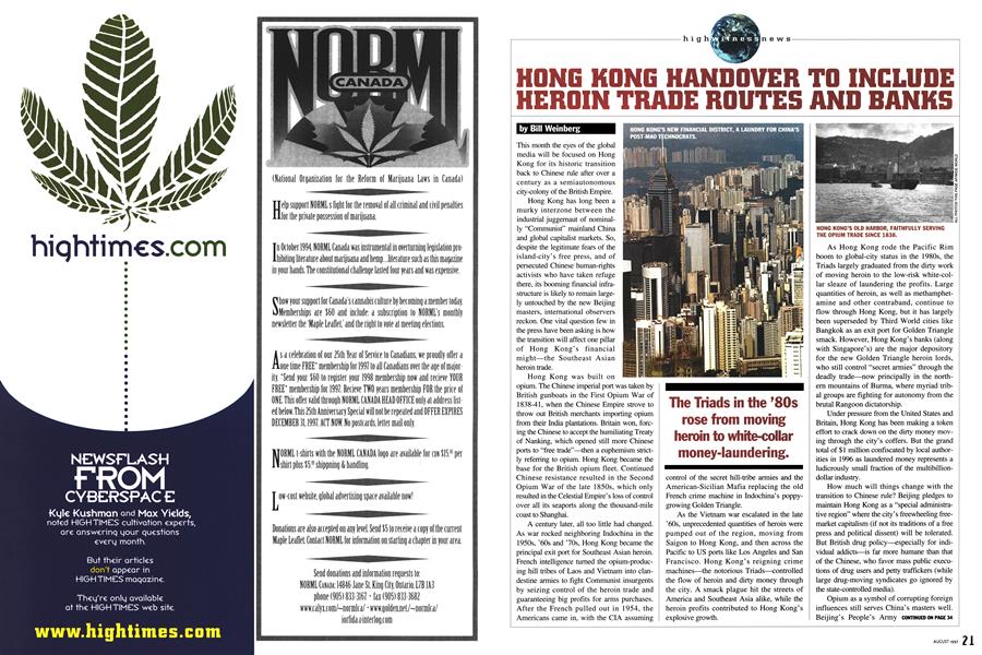 HONG KONG HANDOVER TO INCLUDE HEROIN TRADE ROUTES AND BANKS