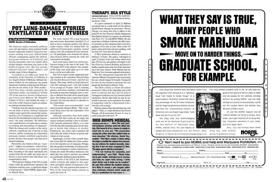 POT LUNG-DAMAGE STORIES VENTILATED BY NEW STUDIES