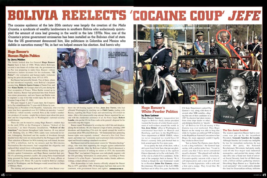 BOLIVIA REELECTS 'COCAINE COUP' JEFE