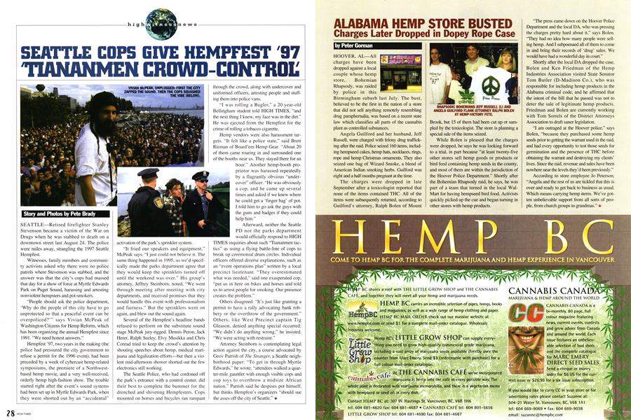 SEATTLE COPS GIVE HEMPFEST '97 'TIANANMEN CROWD-CONTROL'