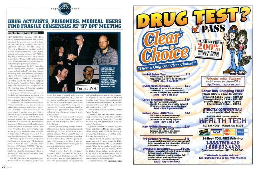 DRUG ACTIVISTS, PRISONERS, MEDICAL USERS FIND FRAGILE CONSENSUS AT '97 DPF MEETING