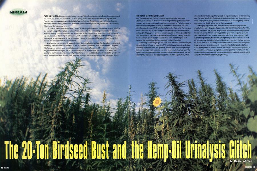 The 20-Ton Birdseed Bust and the Hemp-Oil Urinalysis Glitch