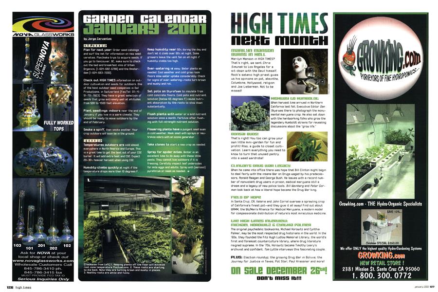 GARDEN CALENDAR JANUARY 2001