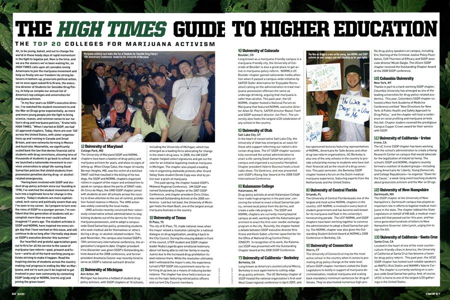 THE HIGH TIMES GUIDE TO HIGHER EDUCATION