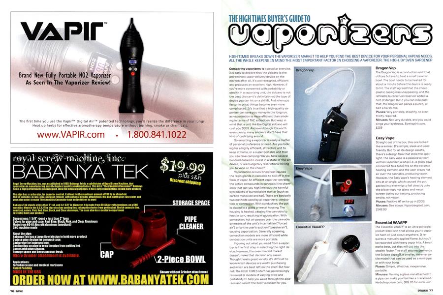 THE HIGH TIMES BUYER'S GUIDE TO vaporizers