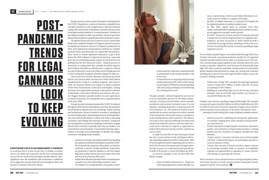 POST-PANDEMIC TRENDS FOR LEGAL CANNABIS LOOK TO KEEP EVOLVING