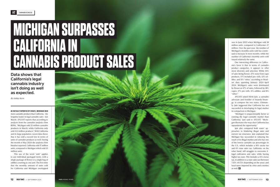 MICHIGAN SURPASSES CALIFORNIA IN CANNABIS PRODUCT SALES